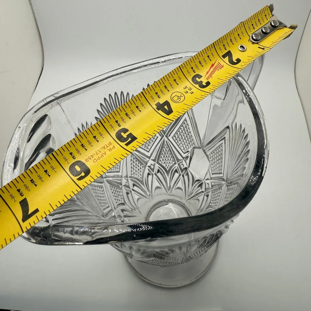 Vintage EAPG Manganese Glass‎ Pitcher Diamond Fan Pattern UV Glow 365nm 8.5in
